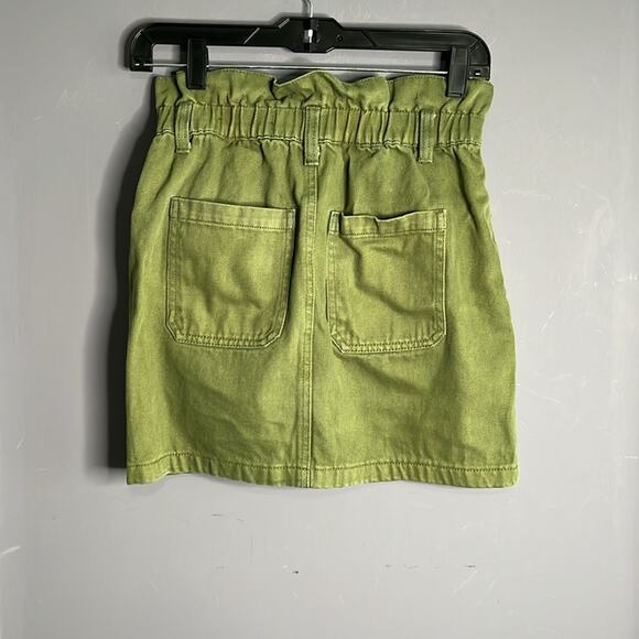 BlankNYC Green Denim High Waisted Skirt Button Detail Size 25 - Picture 5 of 9